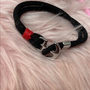 Black and Red Anchor Bracelet
